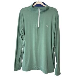 Rhoback Mens XL Performance Quarter Zip Pullover Green Golf Shirt *Company Logo